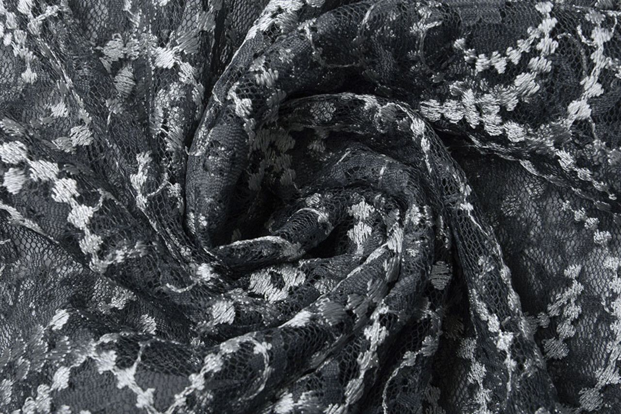 Embroidered Lace Louisa Grey Silver