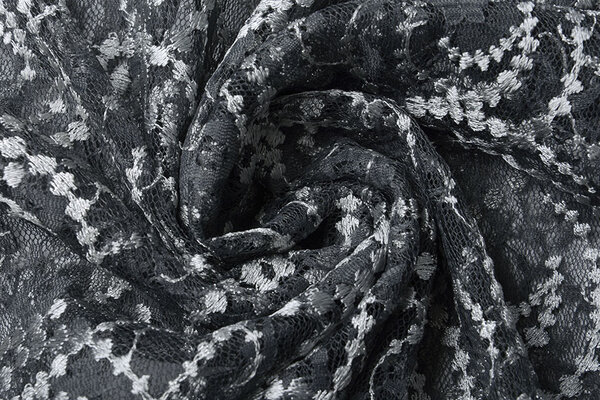 Embroidered Lace Louisa Grey Silver