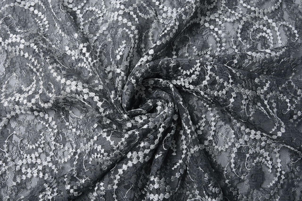 Embroidered Lace Louisa Grey Silver