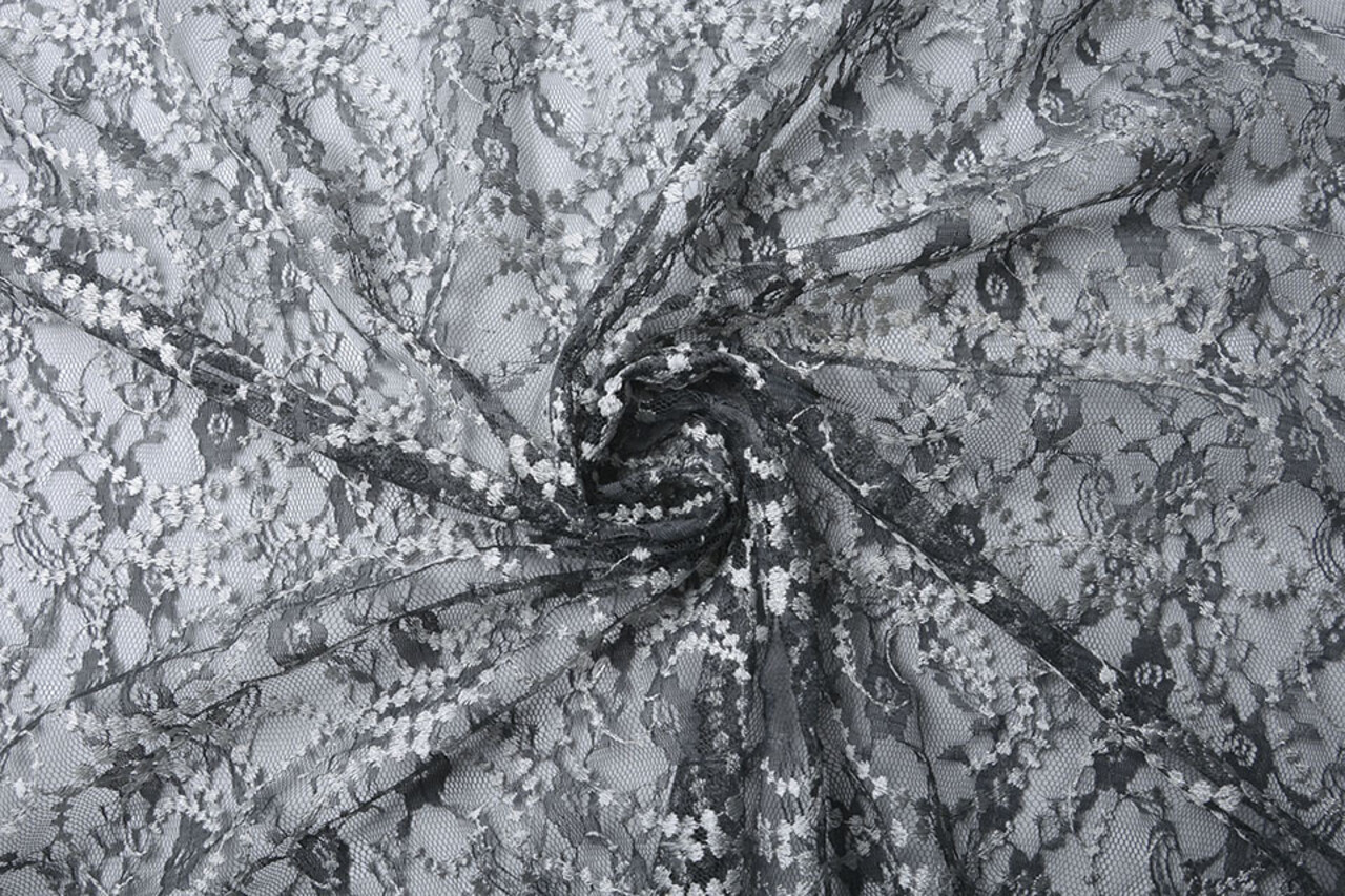 Gestickte Spitze Louisa Grau Silber