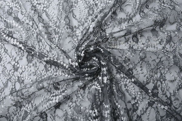 Geborduurd Kant Louisa Grijs Zilver