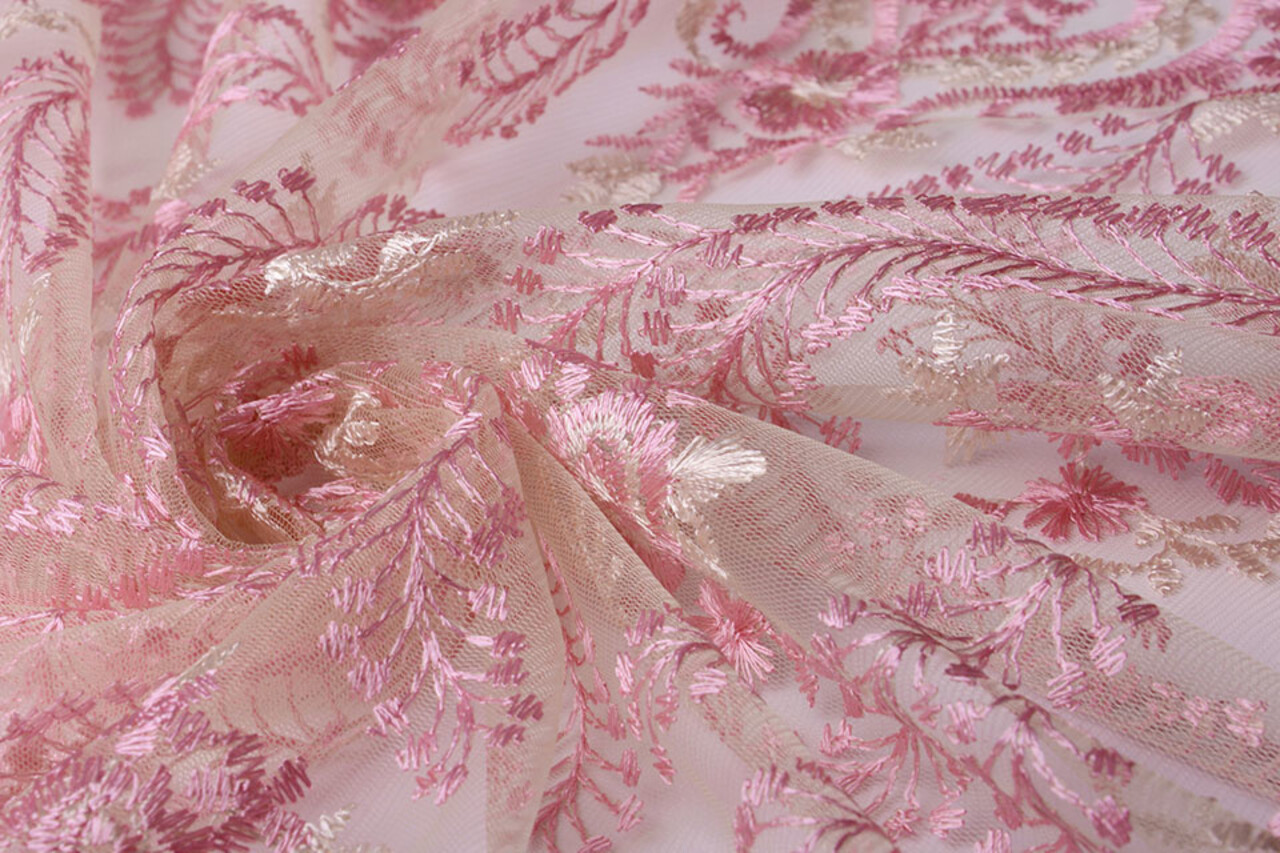Mesh Embroidered Emily Pink
