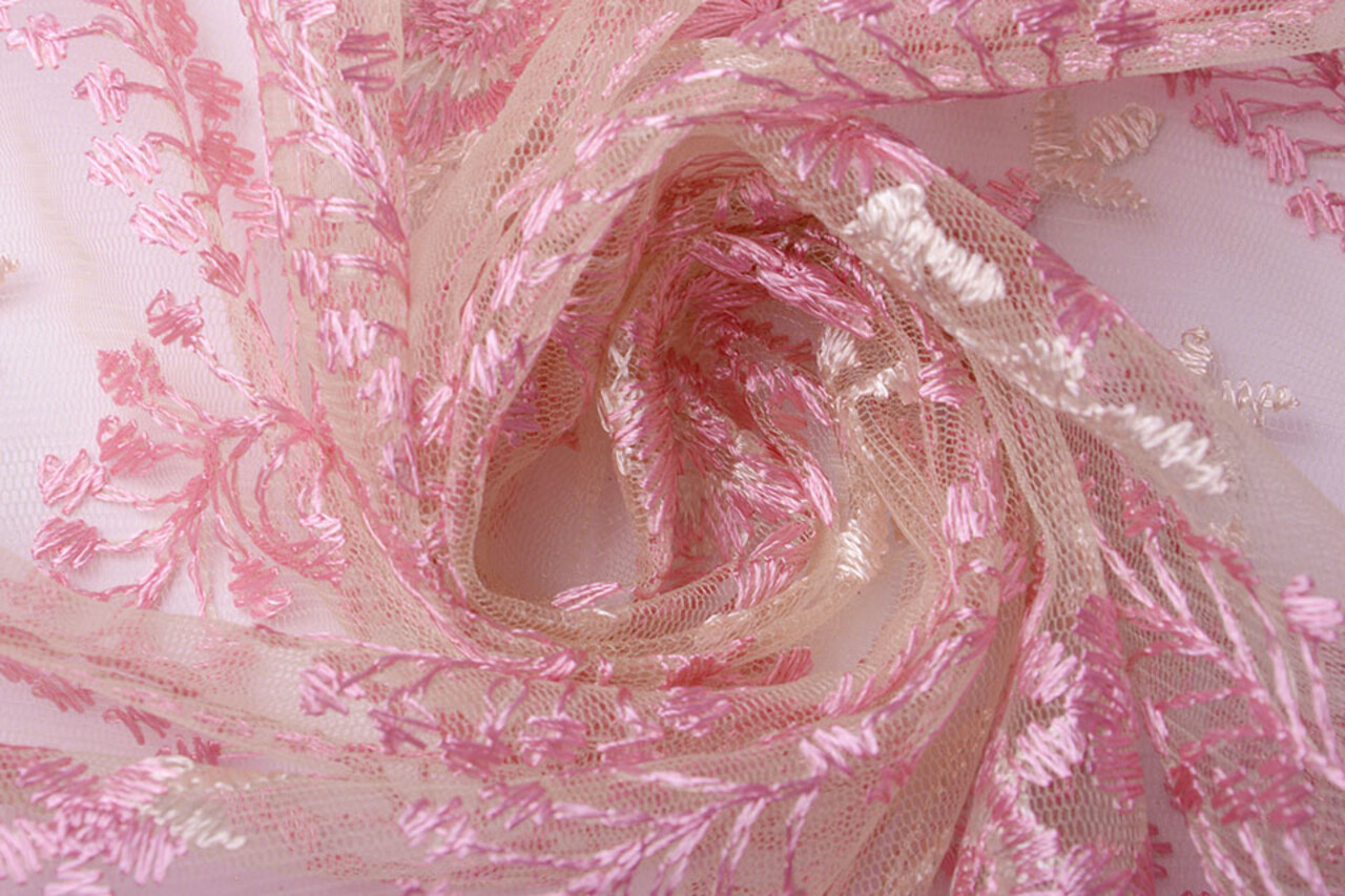 Mesh Embroidered Emily Pink