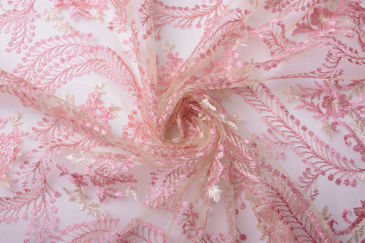 Mesh Embroidered Emily Pink