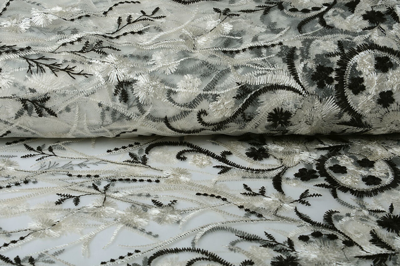 Netz Bestickt Victoria Creme Schwarz