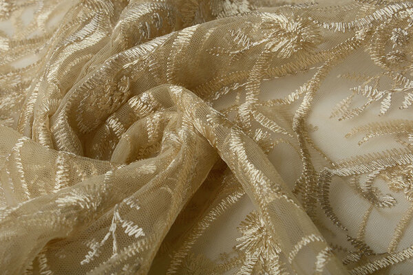 Mesh Embroidered Victoria Light Gold