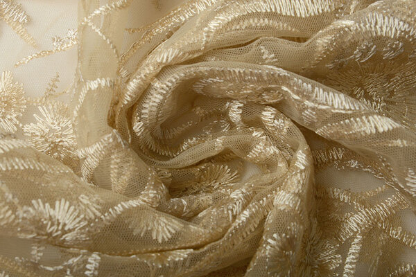 Mesh Embroidered Victoria Light Gold