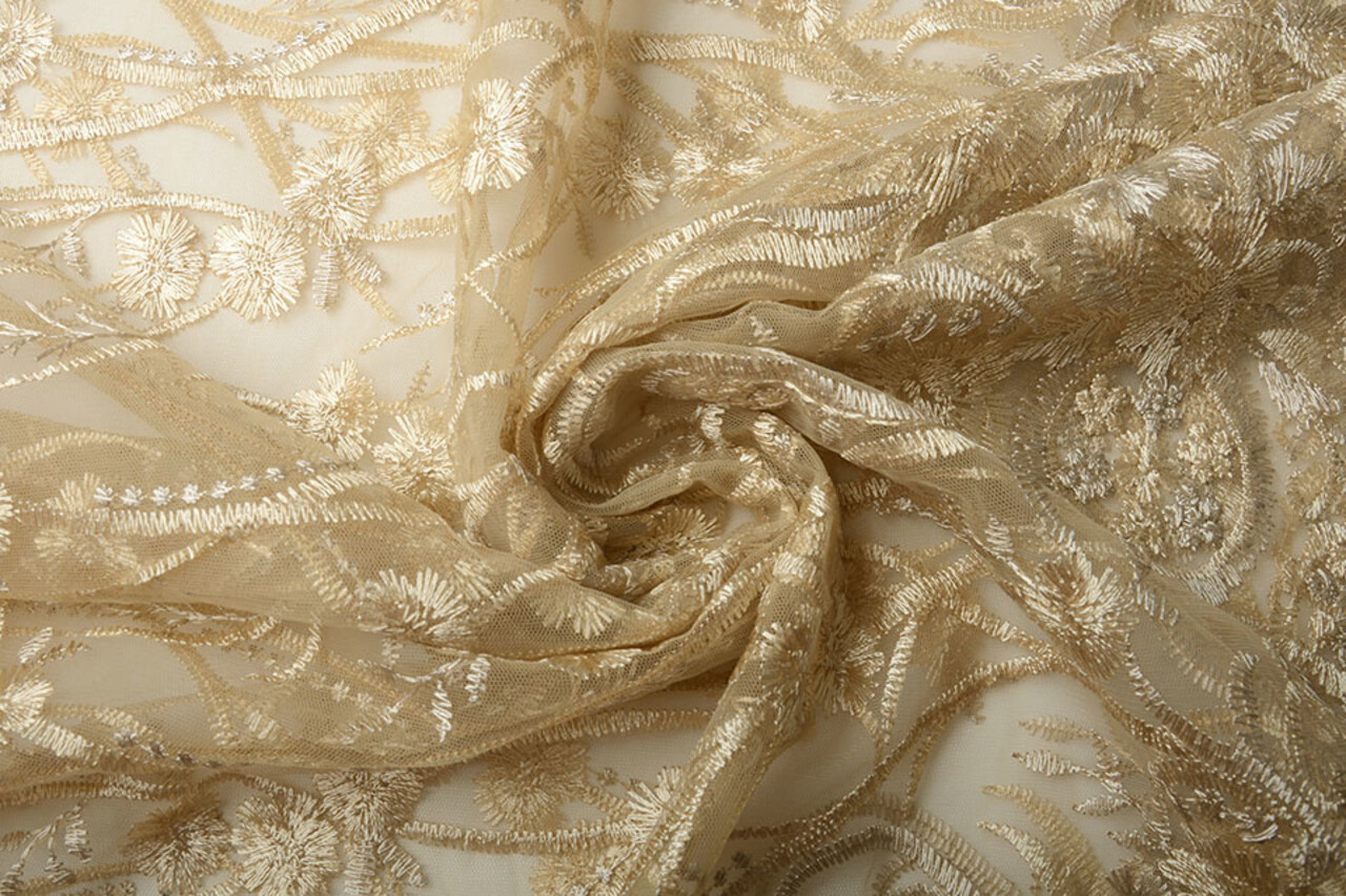 Mesh Geborduurd Victoria Licht Goud