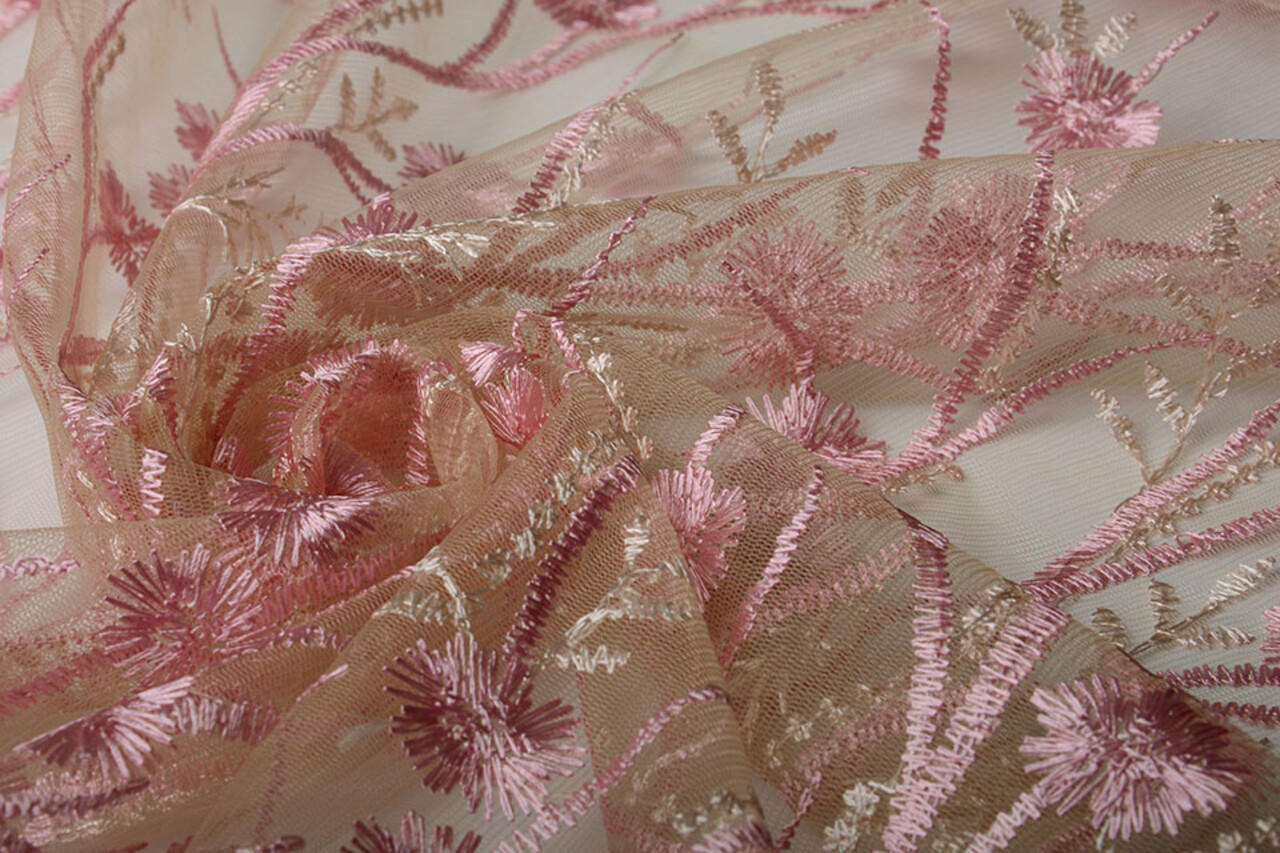 Mesh Embroidered Victoria Pink