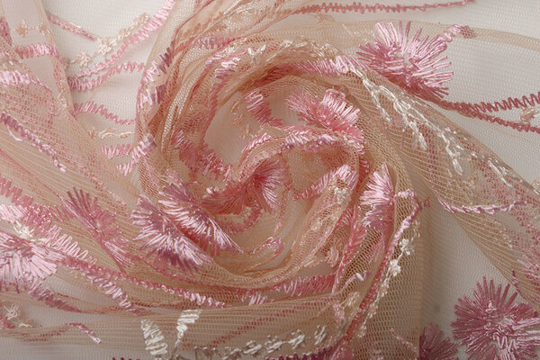 Mesh Geborduurd Victoria Roze Mesh Geborduurd Victoria Roze