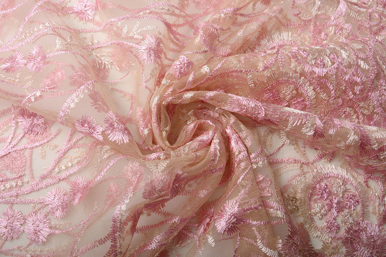 Mesh Embroidered Victoria Pink