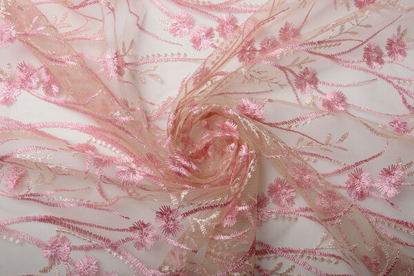 Mesh Embroidered Victoria Pink