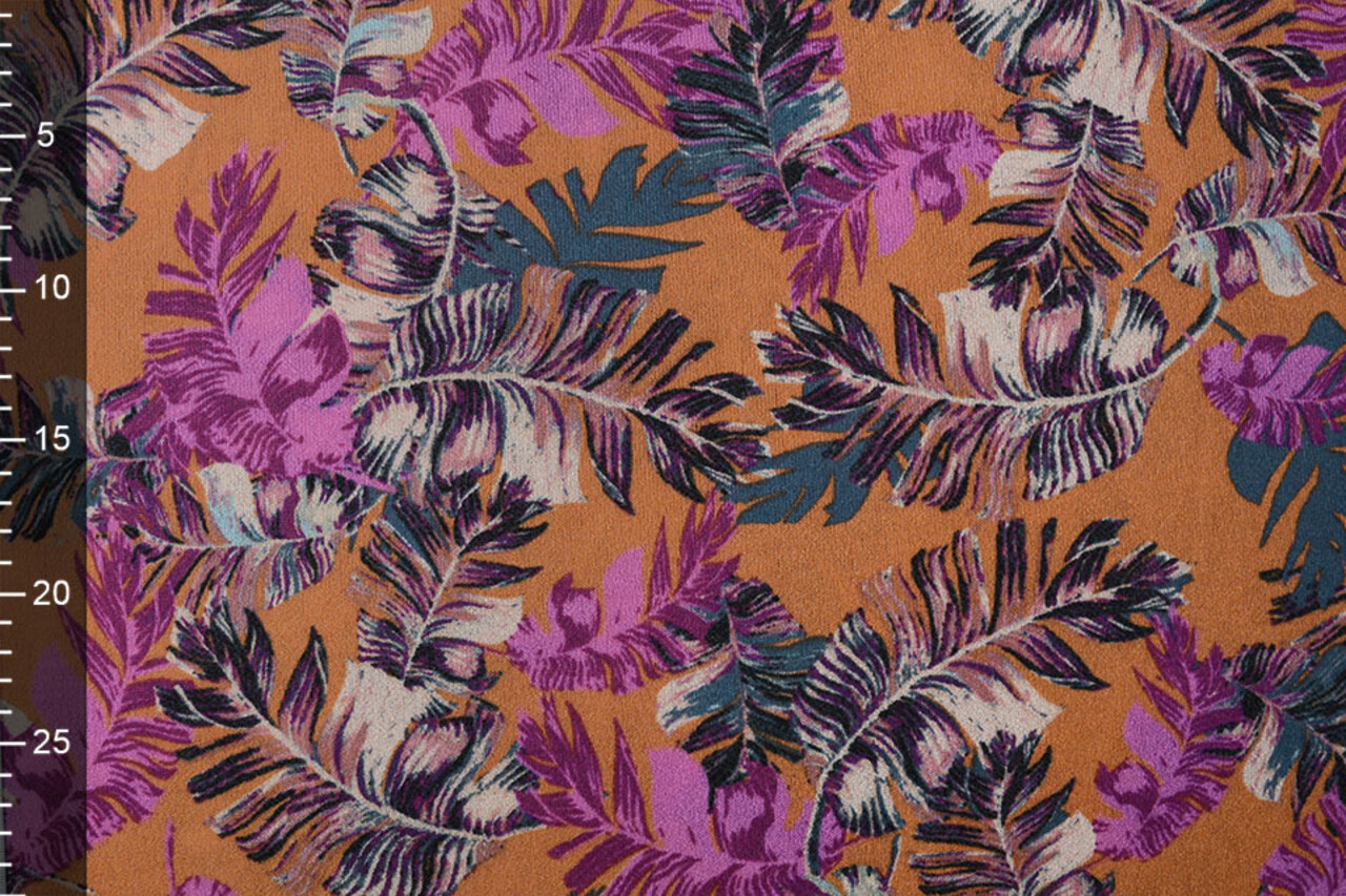 Jersey Viscose Crêpe Levi Plumes Orange Jersey Viscose Crêpe Levi Plumes Orange