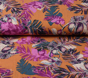 Viscose Jersey Crepe Levi Feathers Orange