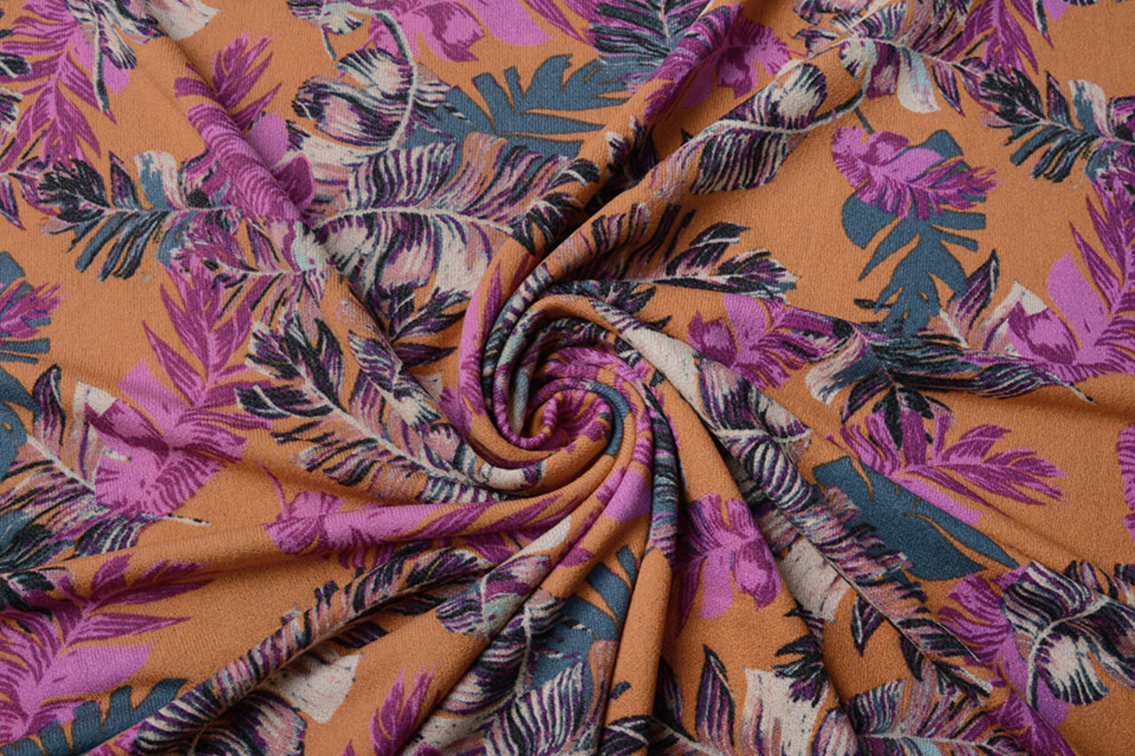 Viscose Jersey Crepe Levi Feathers Orange