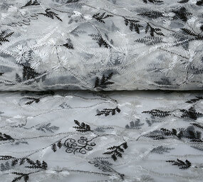 Mesh Embroidered Emma White Black