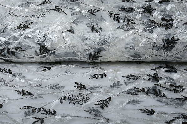 Mesh Embroidered Emma White Black