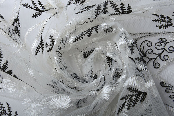 Mesh Embroidered Emma White Black