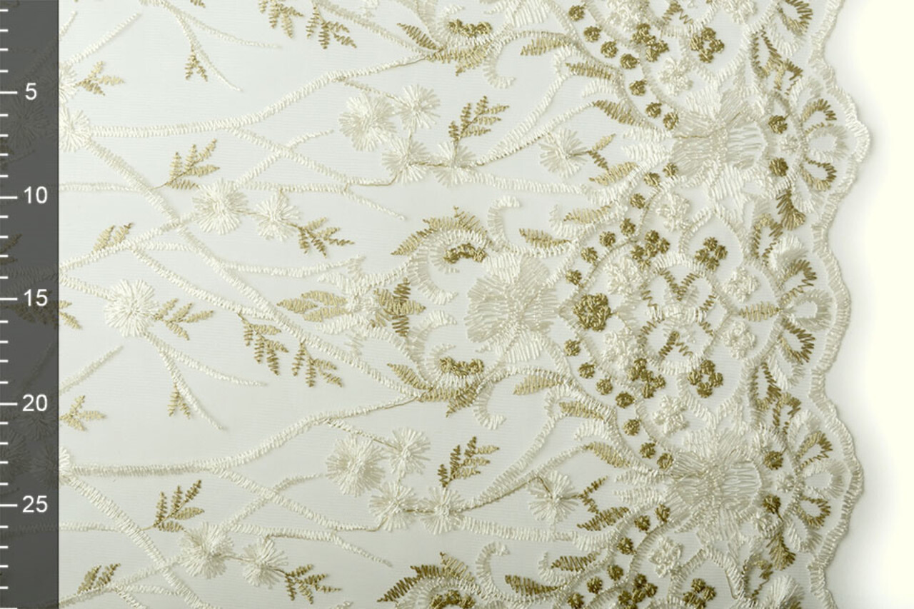 Mesh Embroidered Emma Creme Army Green