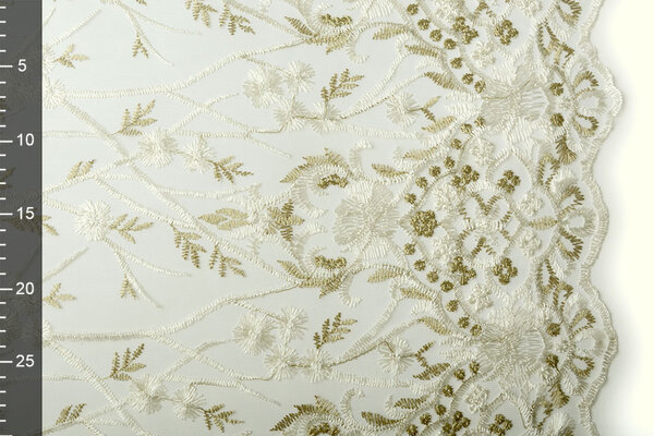 Mesh Geborduurd Emma Creme Army Groen Mesh Geborduurd Emma Creme Army Groen