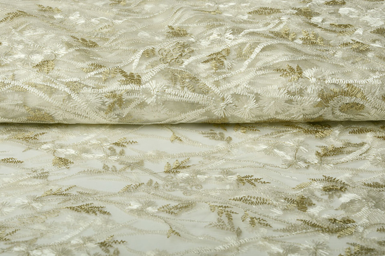 Mesh Embroidered Emma Creme Army Green