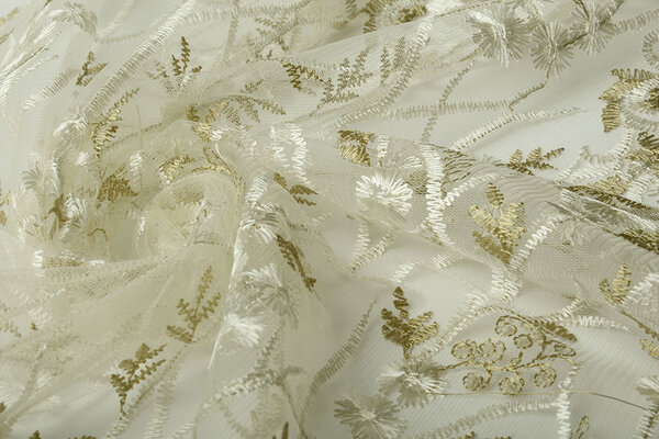 Mesh Embroidered Emma Creme Army Green