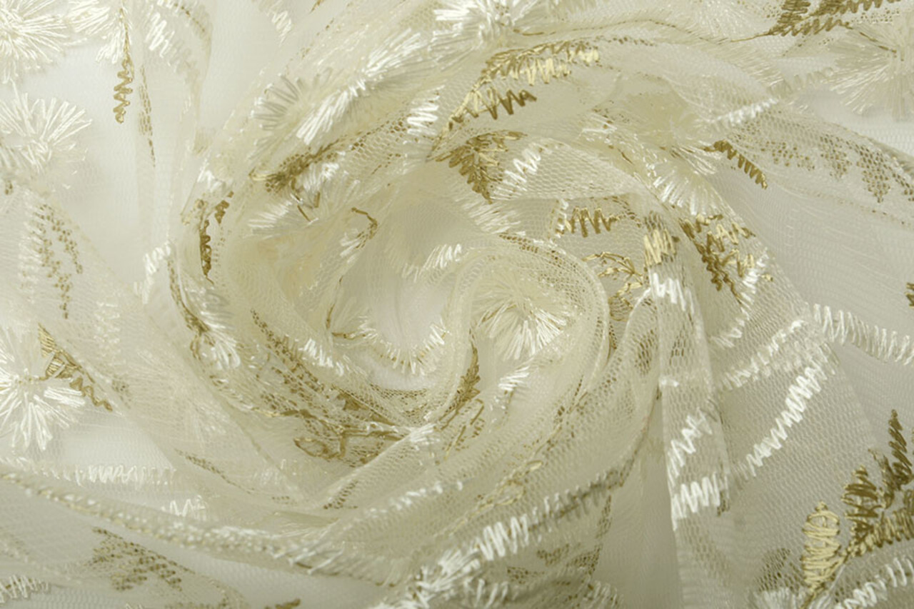 Mesh Geborduurd Emma Creme Army Groen Mesh Geborduurd Emma Creme Army Groen