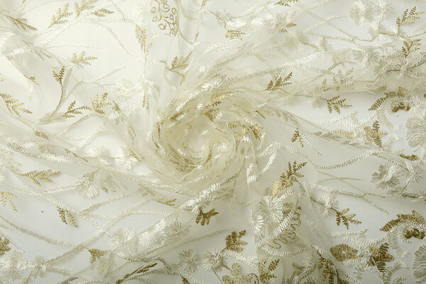 Mesh Embroidered Emma Creme Army Green