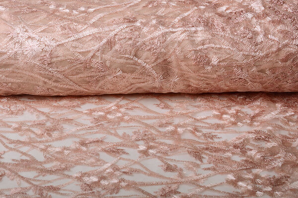 Mesh Geborduurd Emma Poeder Roze