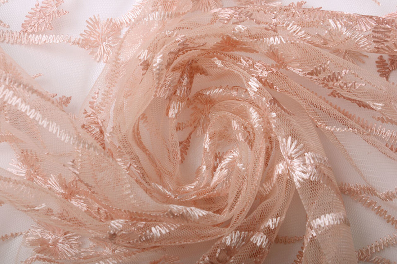 Mesh Geborduurd Emma Poeder Roze