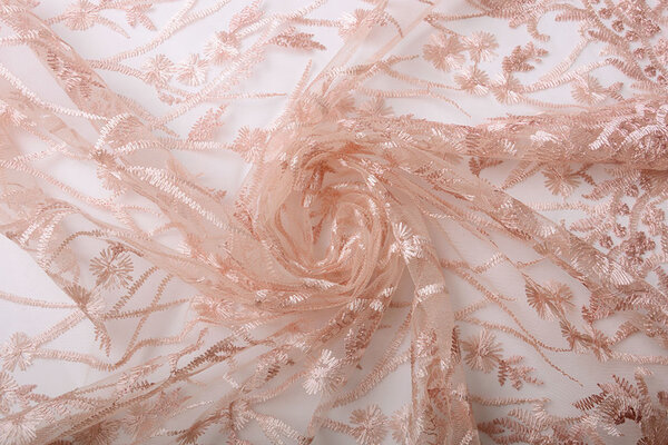 Mesh Geborduurd Emma Poeder Roze