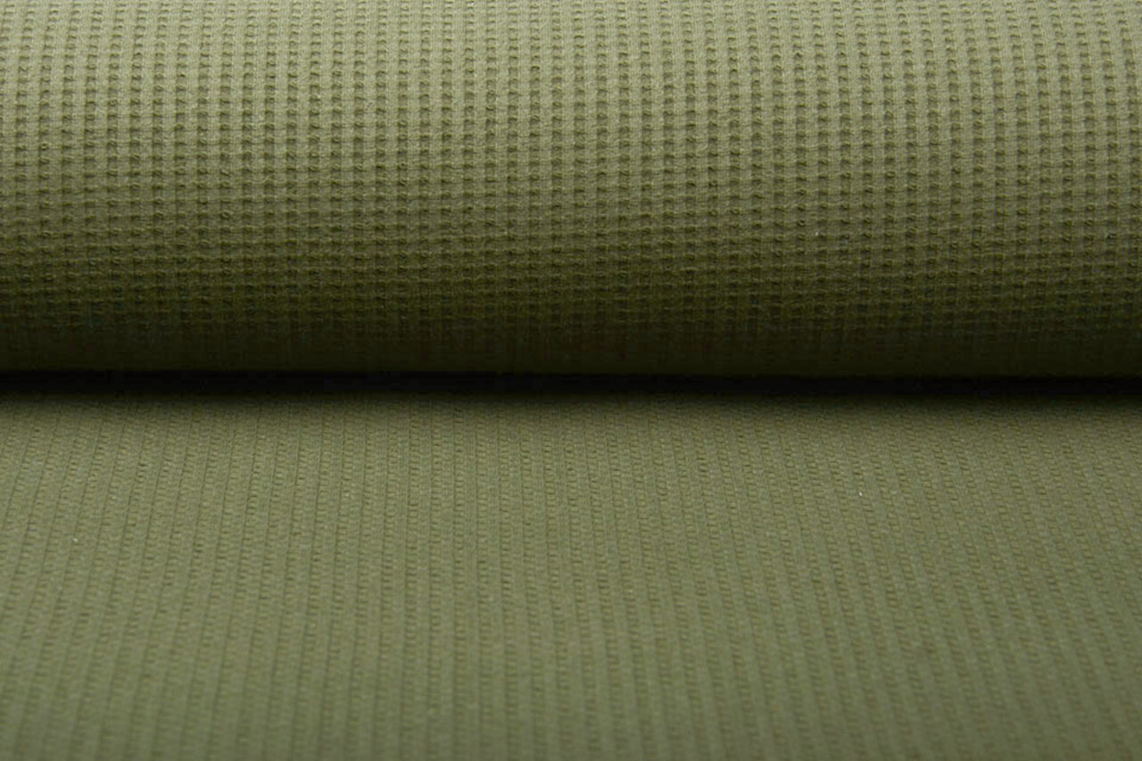 Oeko-Tex® Baby Jersey Waffle Pique Fabric Light Army Green Oeko-Tex® Baby Jersey Waffle Pique Fabric Light Army Green