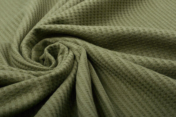 Oeko-Tex® Baby Jersey Waffle Pique Fabric Light Army Green Oeko-Tex® Baby Jersey Waffle Pique Fabric Light Army Green