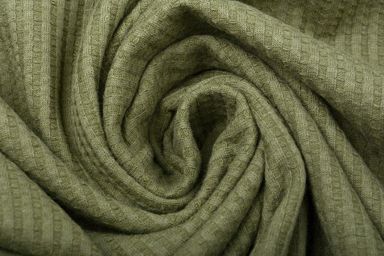 Oeko-Tex® Baby Jersey Wafel Katoen Licht Army Groen Oeko-Tex® Baby Jersey Wafel Katoen Licht Army Groen