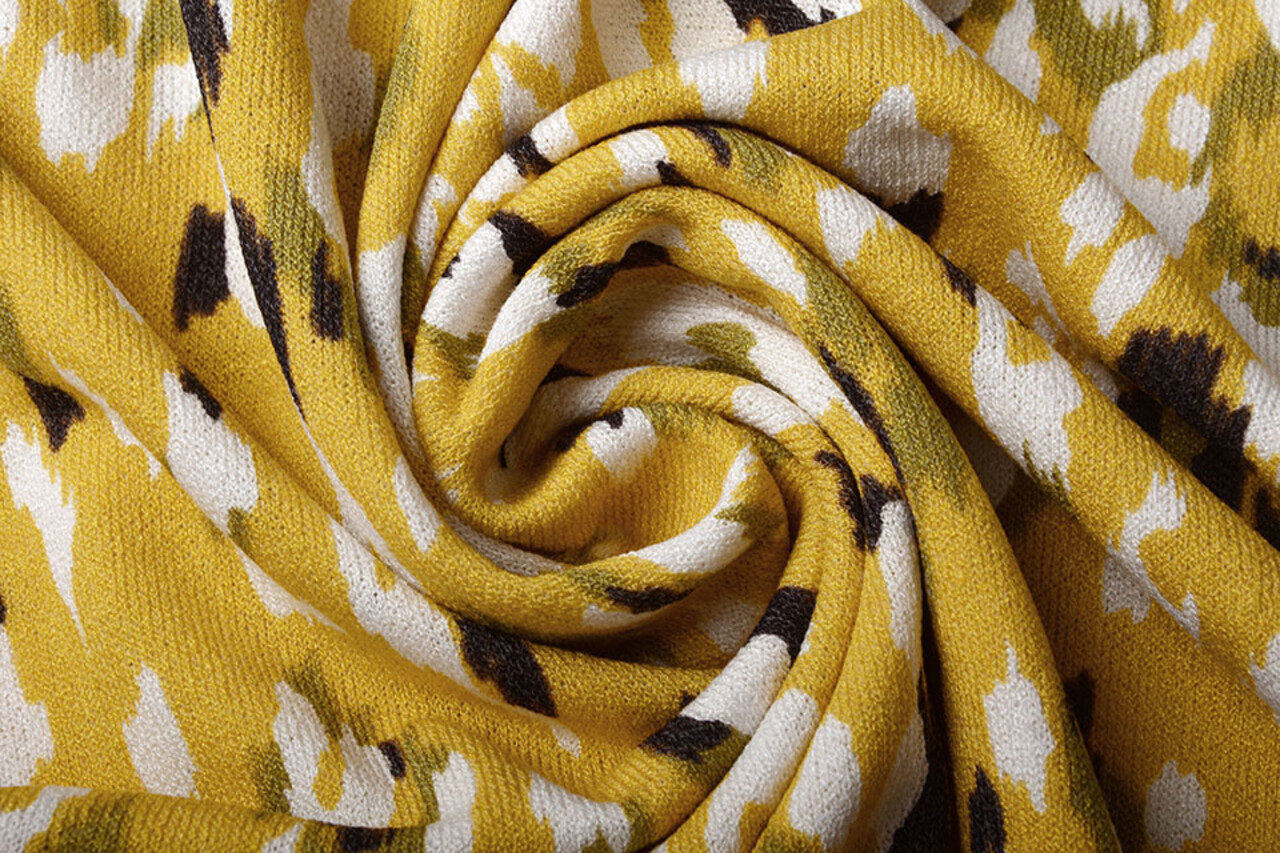 Jersey Viscose Crêpe Léopard Swipes Jaune Jersey Viscose Crêpe Léopard Swipes Jaune