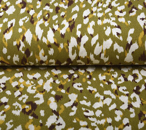 Jersey Viscose Crêpe Léopard Swipes Olijf Vert Jersey Viscose Crêpe Léopard Swipes Olijf Vert