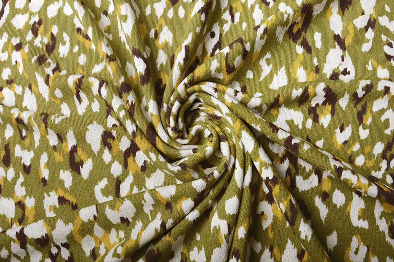 Viscose Jersey Crepe Panther Swipes Olijf Groen Viscose Jersey Crepe Panther Swipes Olijf Groen