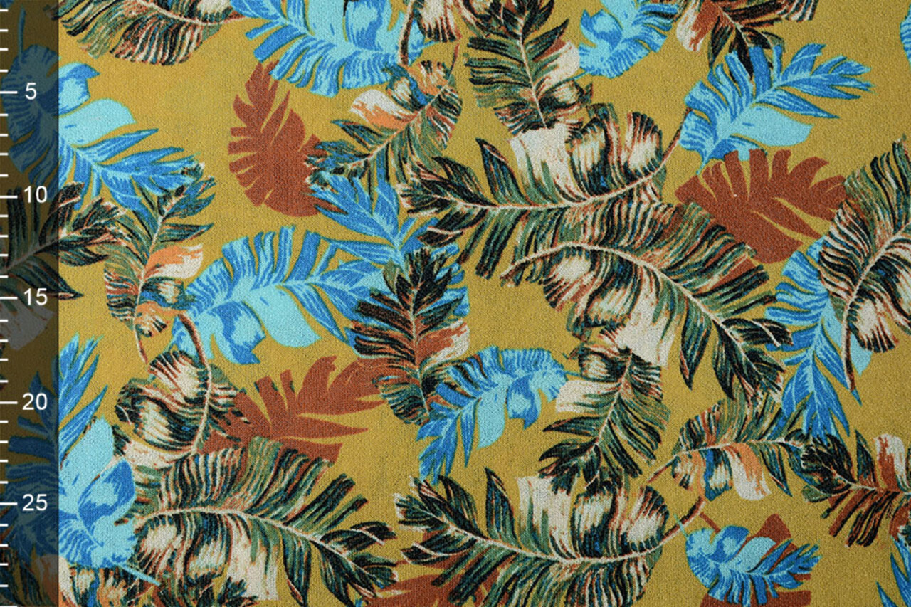 Viscose Jersey Crepe Levi Feathers Yellow Green Viscose Jersey Crepe Levi Feathers Yellow Green