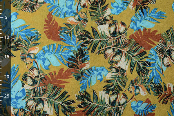 Viscose Jersey Crepe Levi Feathers Yellow Green Viscose Jersey Crepe Levi Feathers Yellow Green