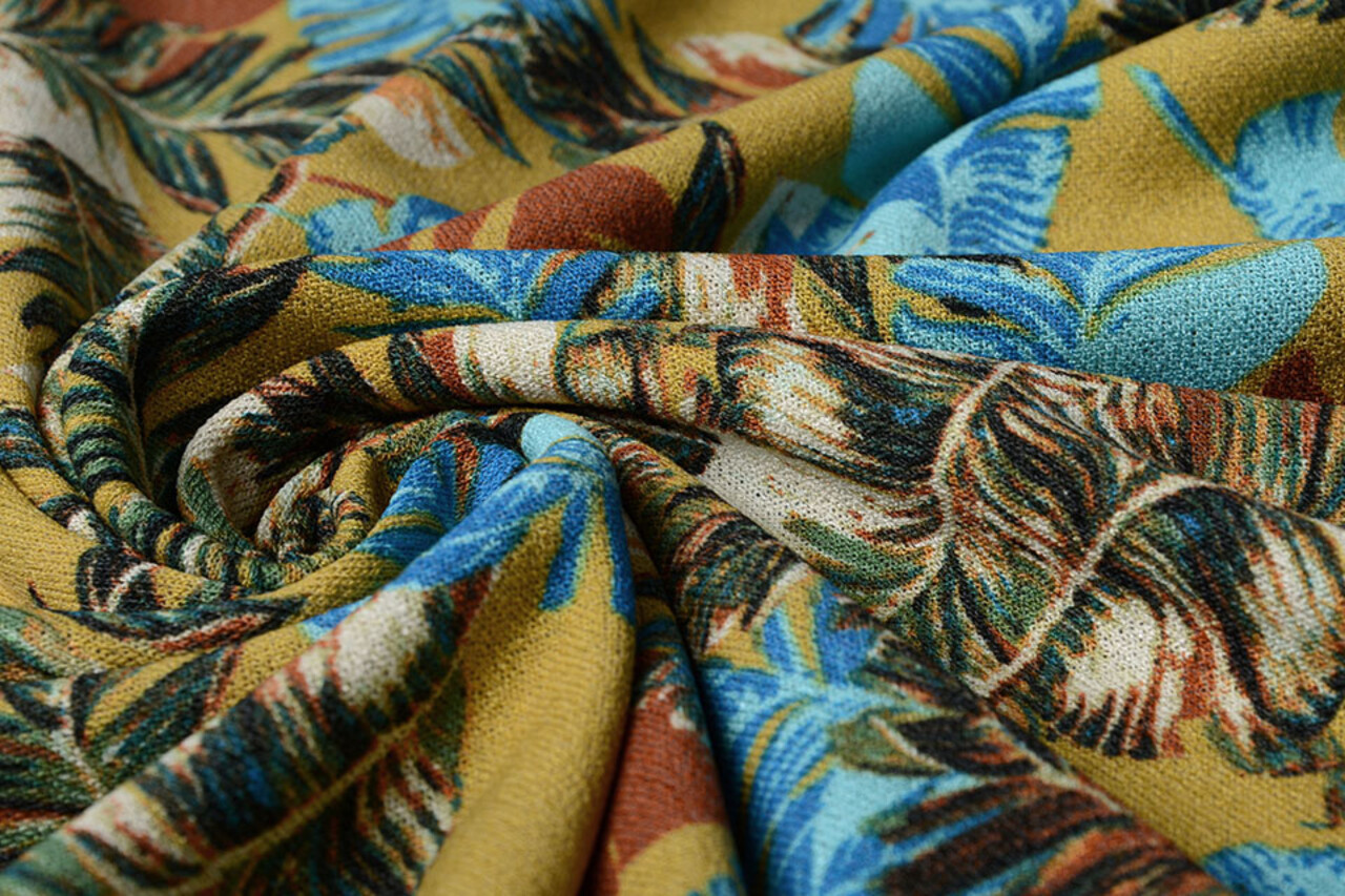 Viskose Jersey Crepe Levi Federn Gelbgrün