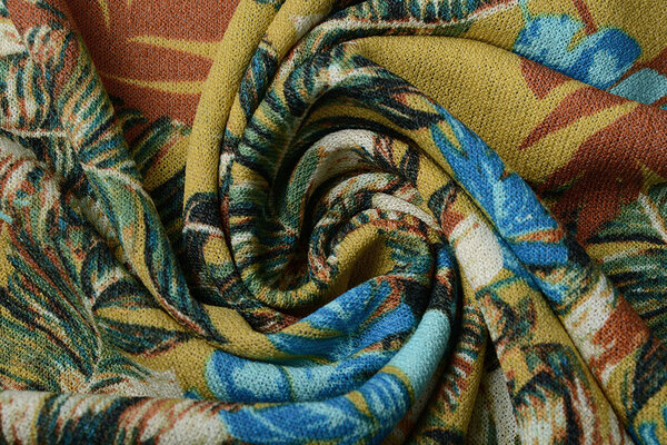 Viskose Jersey Crepe Levi Federn Gelbgrün