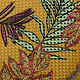 100% Viscose Leafs Diagram Ocher Yellow