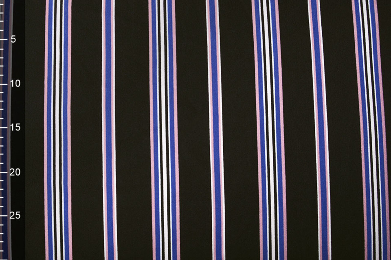 Scuba Crepe Sporty Stripe Zwart Blauw Scuba Crepe Sporty Stripe Zwart Blauw