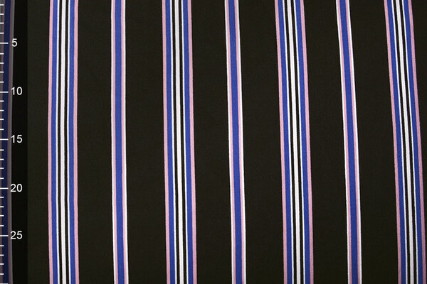 Scuba Crepe Sporty Stripe Zwart Blauw Scuba Crepe Sporty Stripe Zwart Blauw