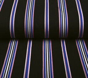 Scuba Crepe Sporty Stripe Schwarz Blau