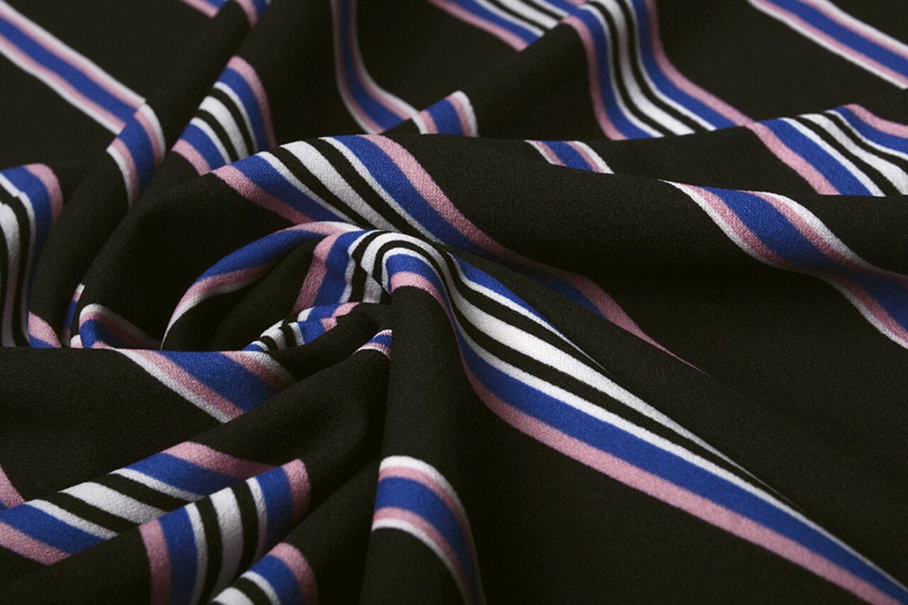 Scuba Crepe Sporty Stripe Schwarz Blau Scuba Crepe Sporty Stripe Schwarz Blau