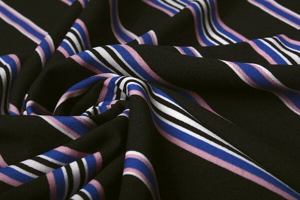 Scuba Crepe Sporty Stripe Schwarz Blau Scuba Crepe Sporty Stripe Schwarz Blau