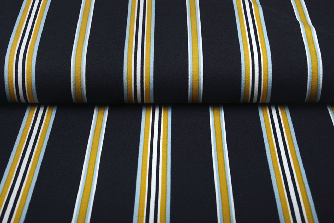 Scuba Crepé Sporty Stripe Azul Marino Amarillo Scuba Crepé Sporty Stripe Azul Marino Amarillo