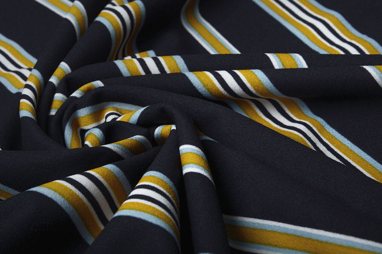 Scuba Crepe Sporty Stripe Navy Yellow Scuba Crepe Sporty Stripe Navy Yellow