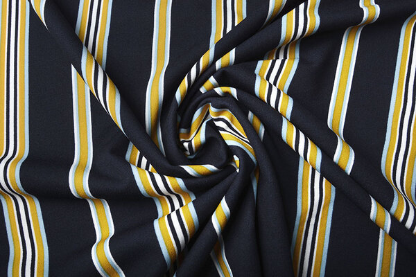 Scuba Crepé Sporty Stripe Azul Marino Amarillo Scuba Crepé Sporty Stripe Azul Marino Amarillo